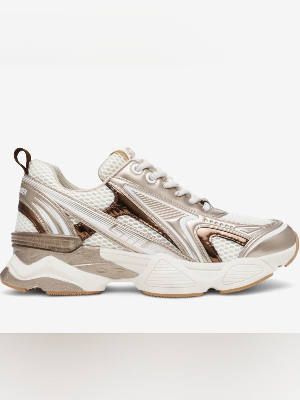 Steve Madden White and Rose Metallic Chunky Youth Sneaker
